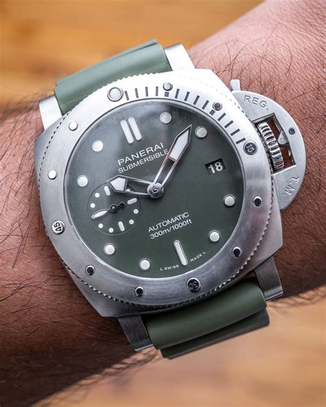 panerai green submersible|panerai submersible 42mm price.